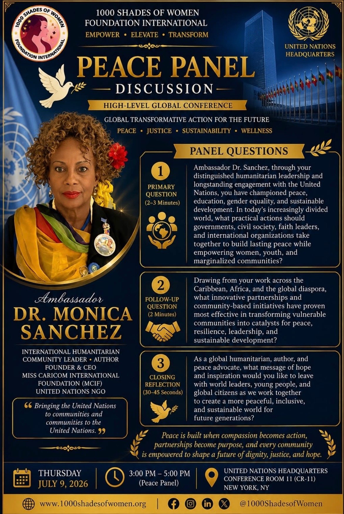 Ambassador Dr. Monica Sanchez to Join High-Level Peace Panel at United Nations Headquarters